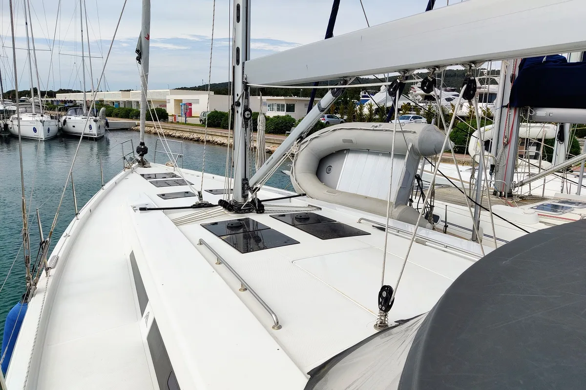 Deck of Lady Ardea, a Hanse 548 sailboat at Općina Sukošan, Croatia
