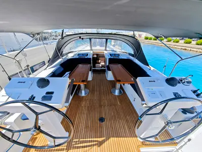 Cockpit of Lady Ardea, a Hanse 548 sailboat at Općina Sukošan, Croatia