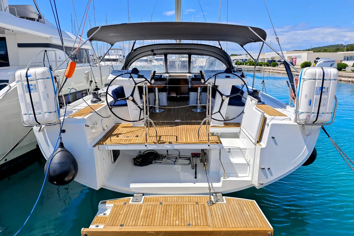 Exterior view of Lady Ardea, a Hanse 548 sailboat at Općina Sukošan, Croatia