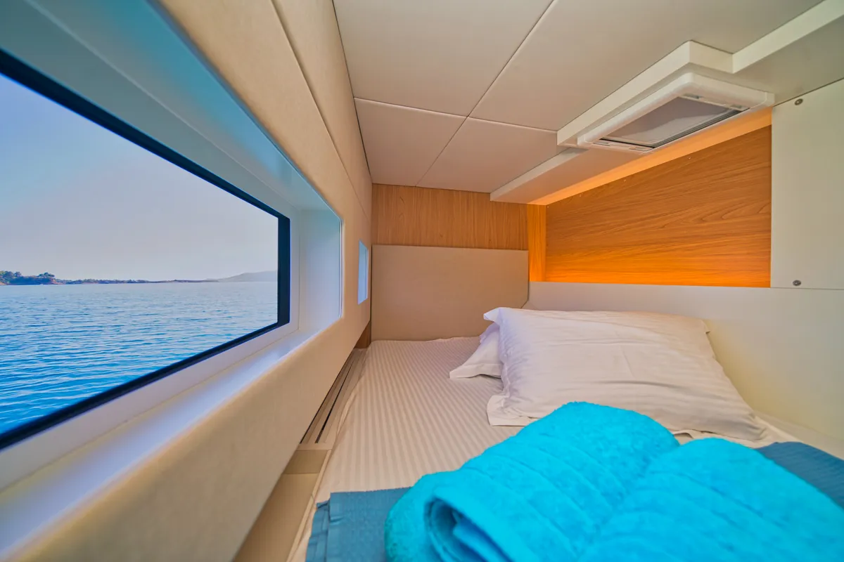 Cabin on ZOIE, a Bali Catsmart catamaran at Kontokali, Greece