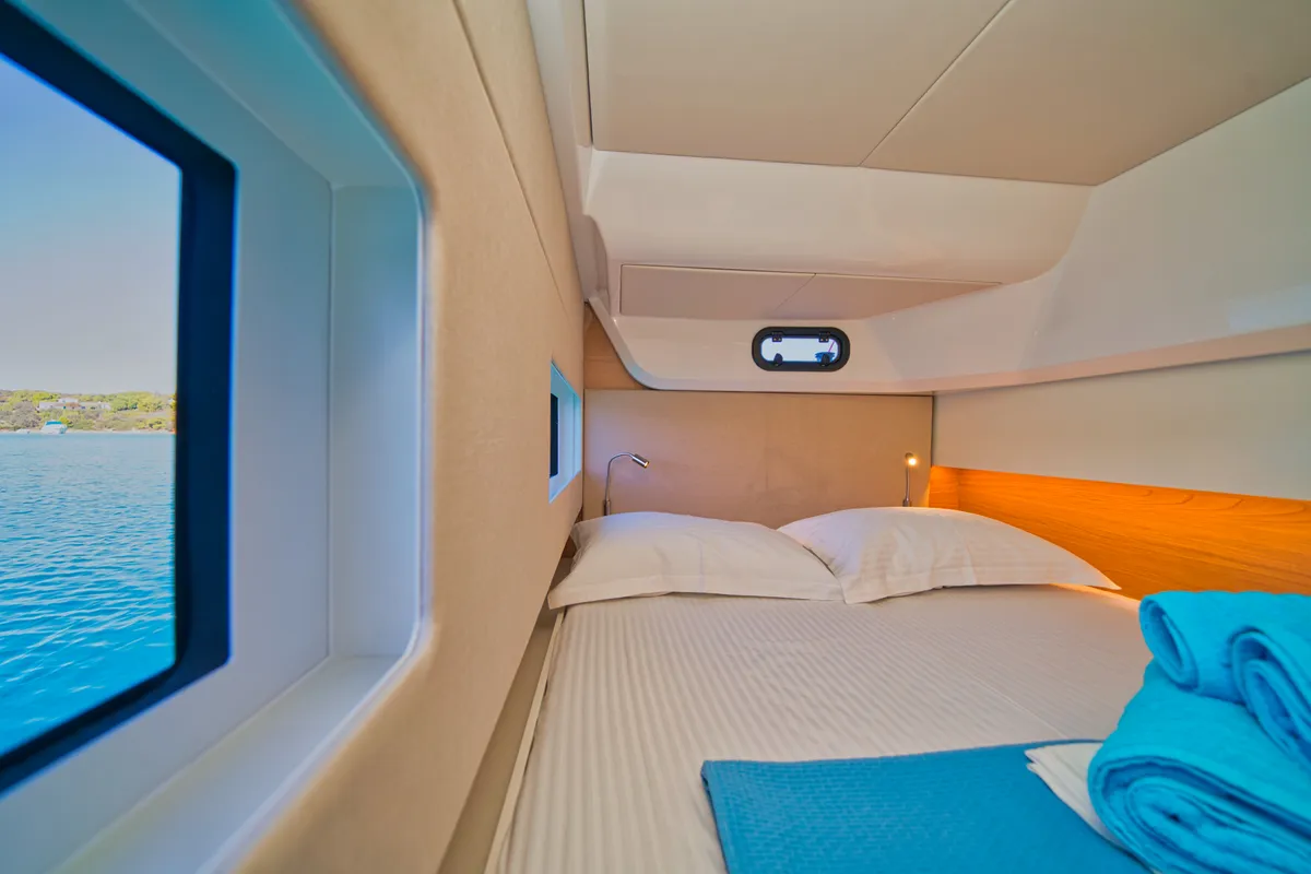 Cabin on ZOIE, a Bali Catsmart catamaran at Kontokali, Greece