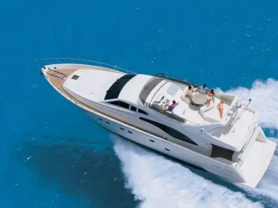 Mary, a Ferretti Yachts 68 motor yacht at Rhodes, Greece