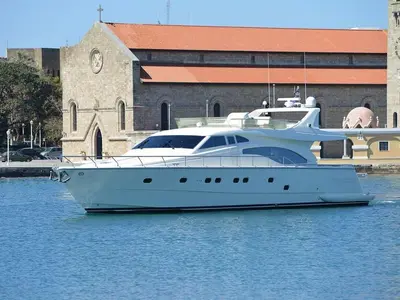 Mary, a Ferretti Yachts 68 motor yacht at Rhodes, Greece
