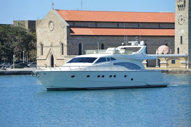 Mary, a Ferretti Yachts 68 motor yacht at Rhodes, Greece