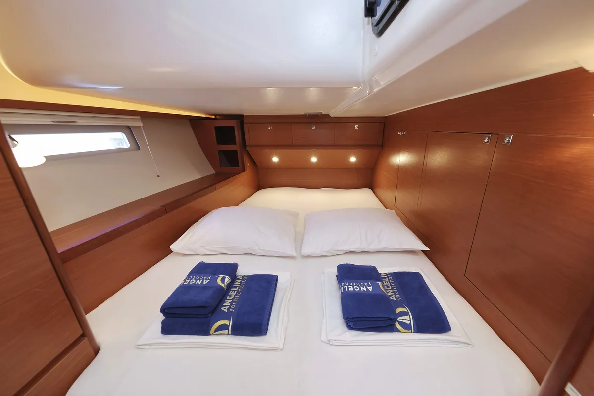 Cabin on Lateja, a Dufour 520 GL sailboat at Grad Trogir, Croatia