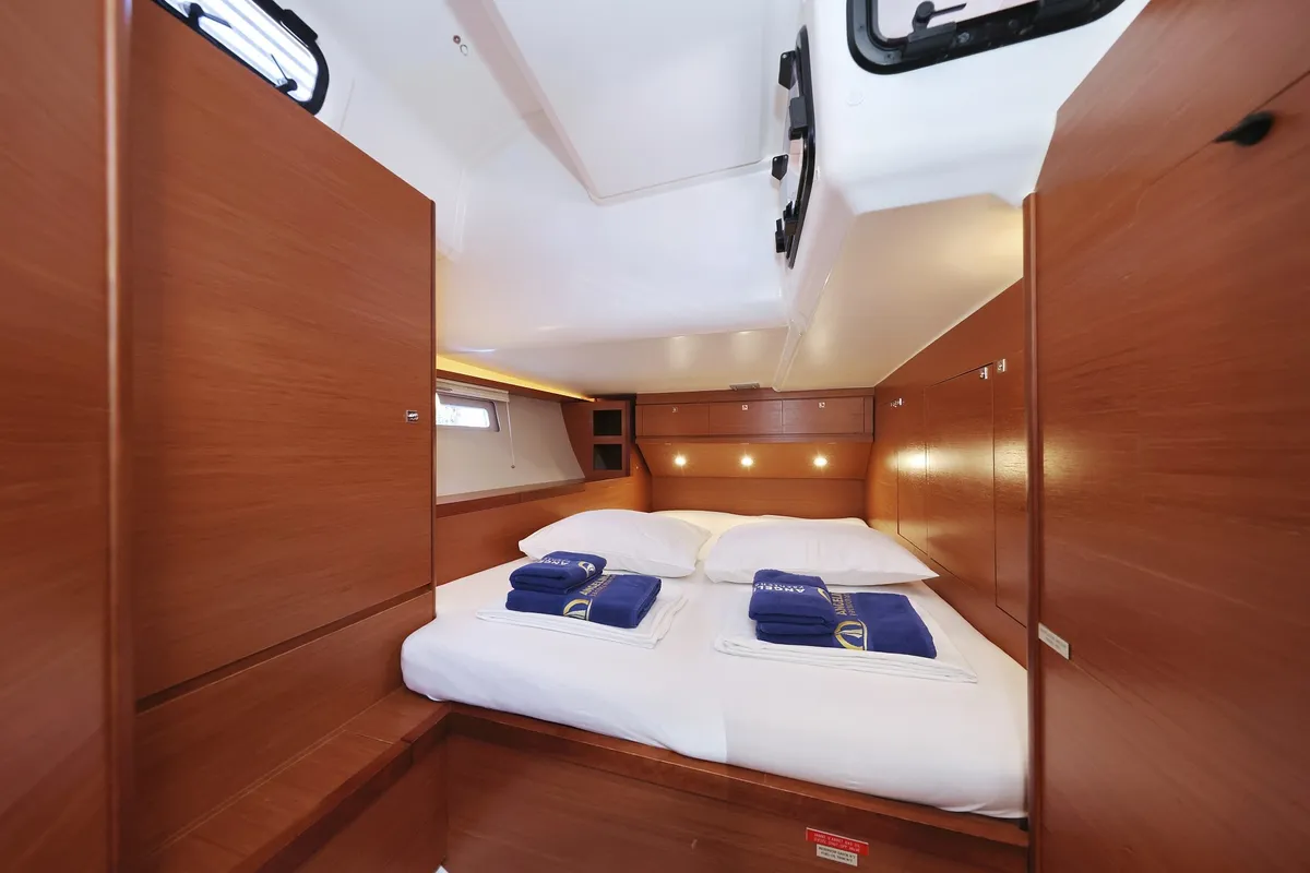 Cabin on Lateja, a Dufour 520 GL sailboat at Grad Trogir, Croatia