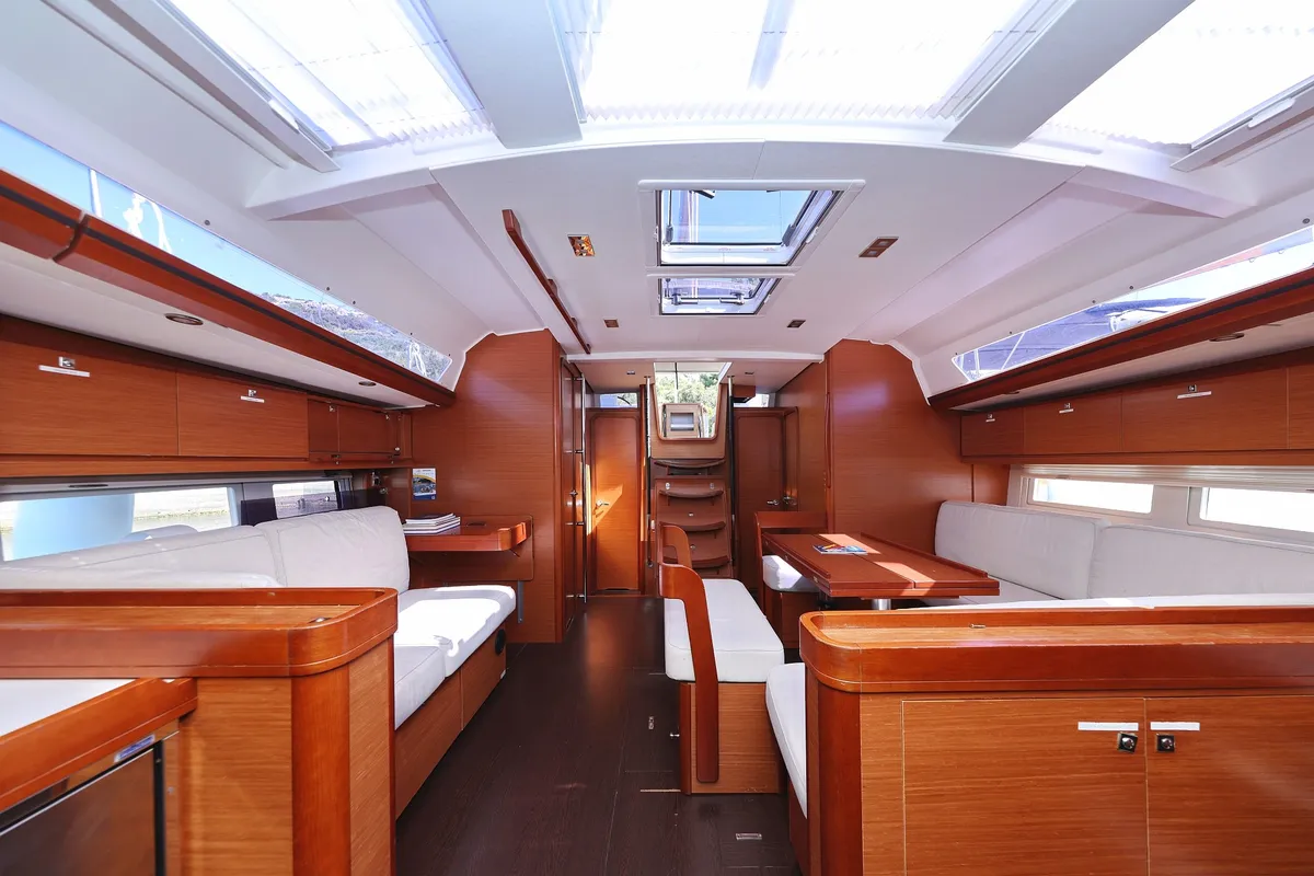 Salon of Lateja, a Dufour 520 GL sailboat at Grad Trogir, Croatia