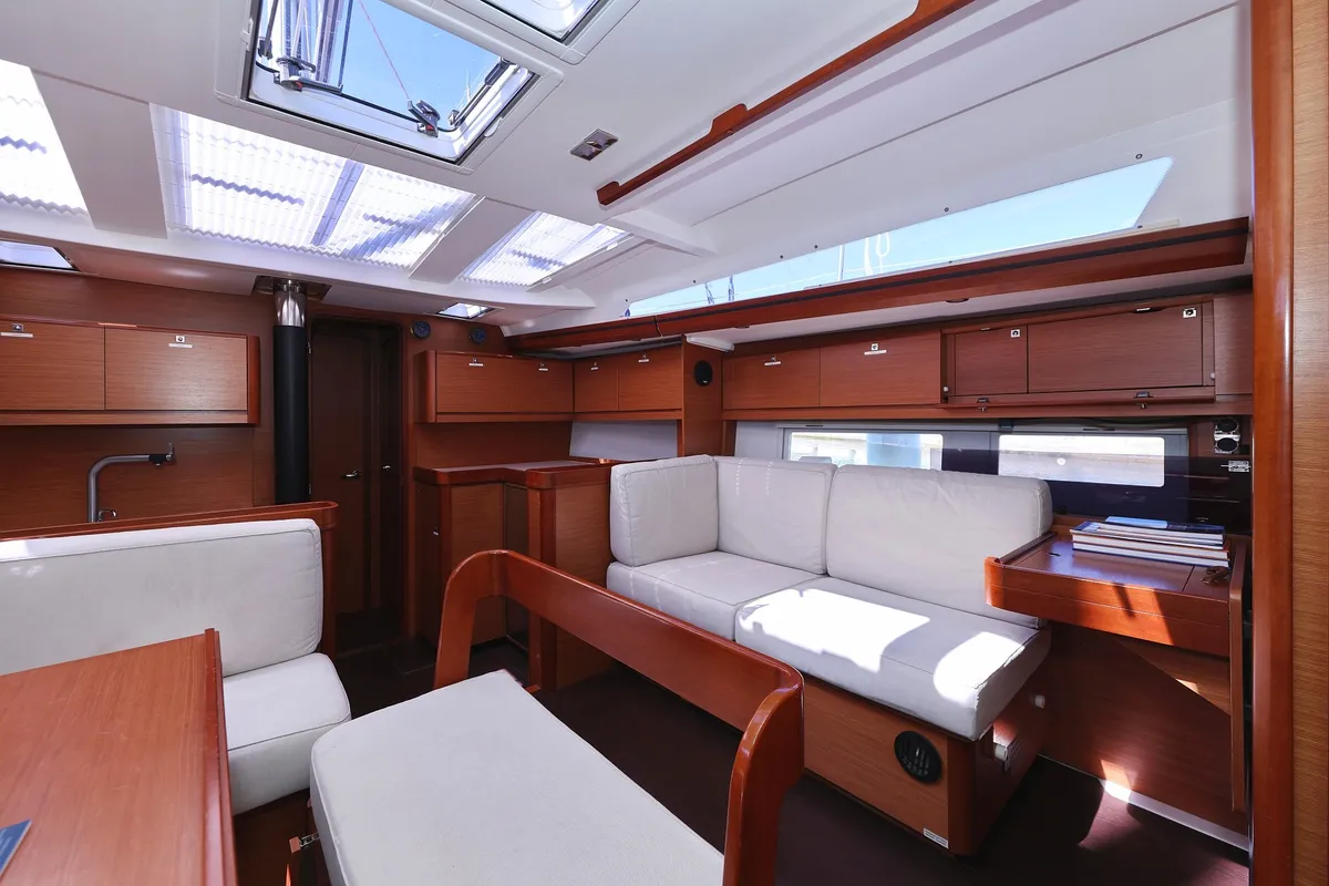 Salon of Lateja, a Dufour 520 GL sailboat at Grad Trogir, Croatia