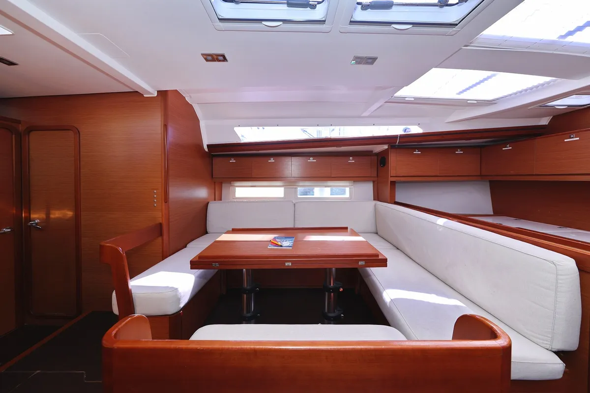 Salon of Lateja, a Dufour 520 GL sailboat at Grad Trogir, Croatia