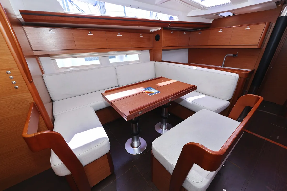 Salon of Lateja, a Dufour 520 GL sailboat at Grad Trogir, Croatia