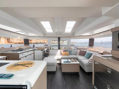 Galley of Be Hang Loose, a Fountaine Pajot Elba 45 catamaran at Panama, Bocas del Toro, IGY Red Frog Beach Island Marina