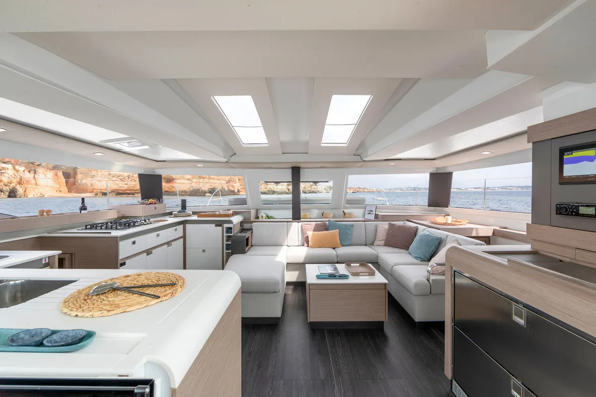 Galley of Be Hang Loose, a Fountaine Pajot Elba 45 catamaran at Panama, Bocas del Toro, IGY Red Frog Beach Island Marina