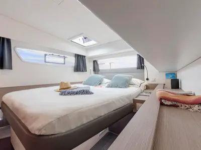 Cabin on Be Hang Loose, a Fountaine Pajot Elba 45 catamaran at Panama, Bocas del Toro, IGY Red Frog Beach Island Marina