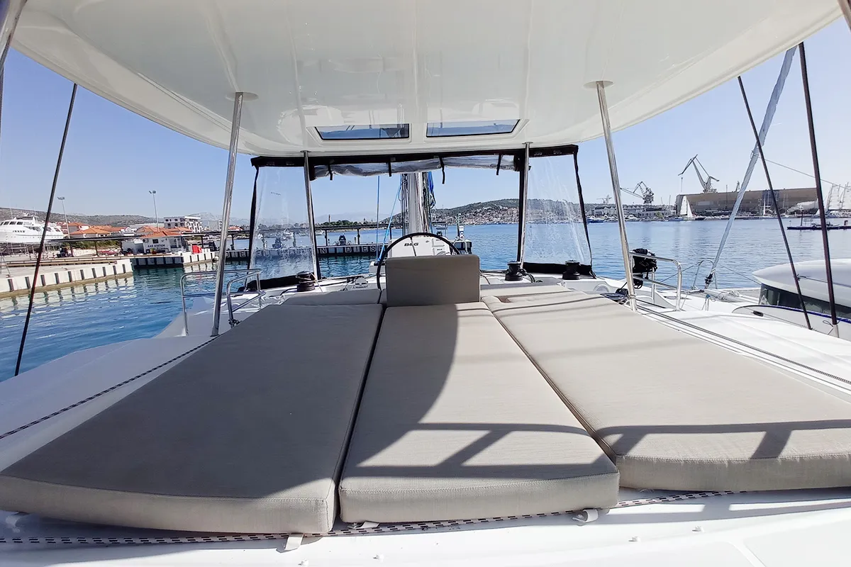Salon of Vi La Ut, a Lagoon 50 catamaran at Seget Donji, Croatia