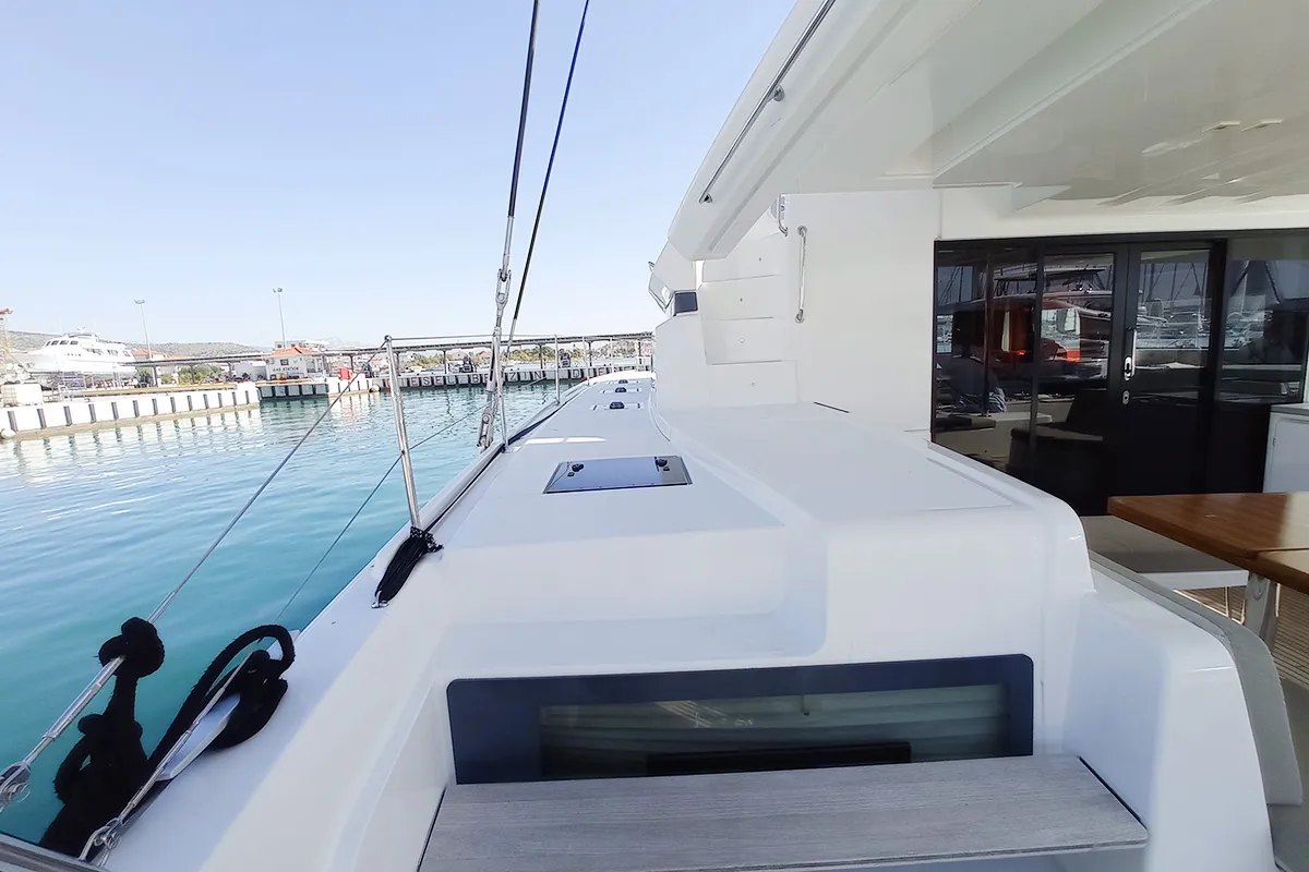 Deck of Vi La Ut, a Lagoon 50 catamaran at Seget Donji, Croatia
