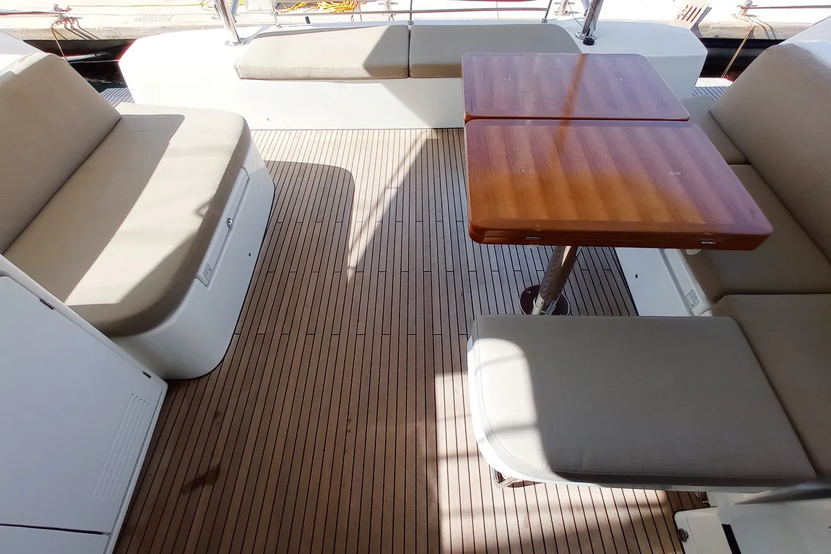 Deck of Vi La Ut, a Lagoon 50 catamaran at Seget Donji, Croatia