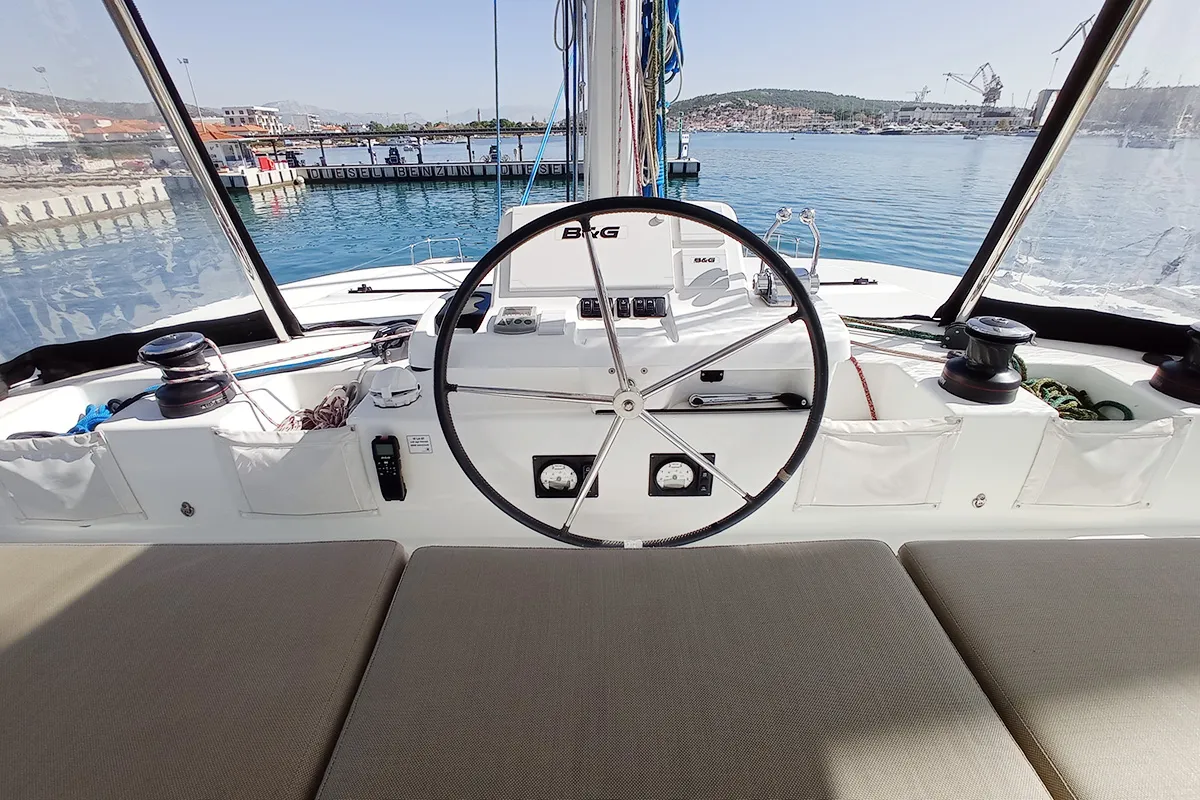 Salon of Vi La Ut, a Lagoon 50 catamaran at Seget Donji, Croatia