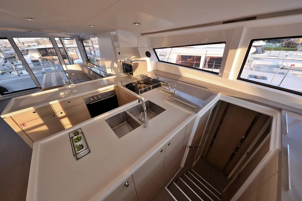 Galley of Lalounge, a Bali 5.4 catamaran at Općina Rogoznica, Croatia