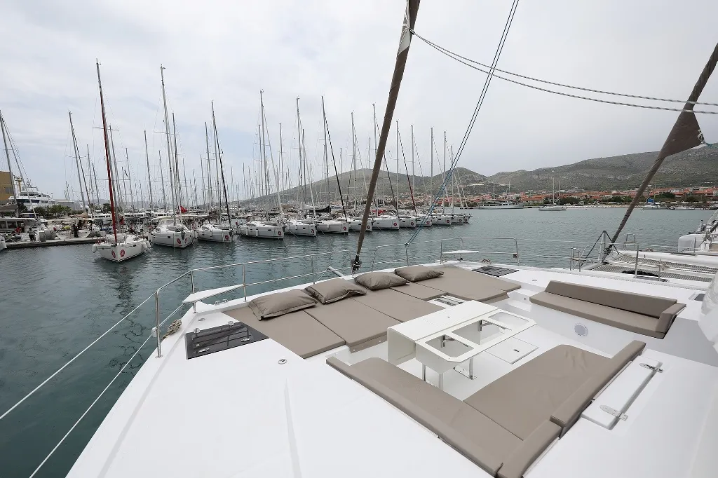 Deck of Lalounge, a Bali 5.4 catamaran at Općina Rogoznica, Croatia