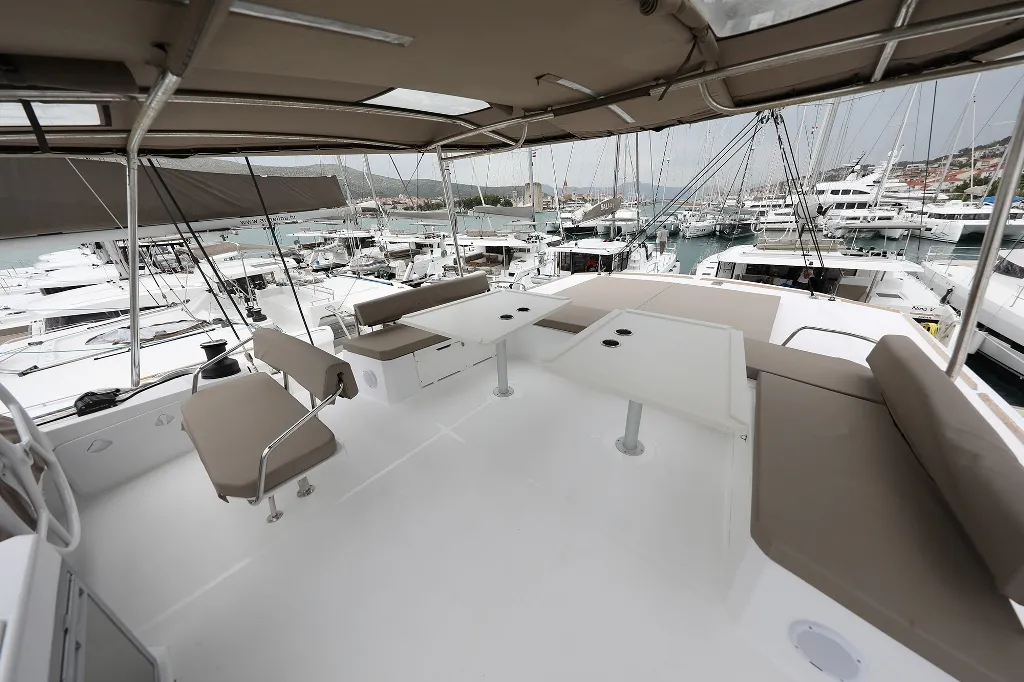 Deck of Lalounge, a Bali 5.4 catamaran at Općina Rogoznica, Croatia