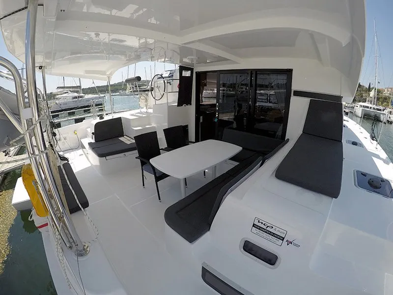 Deck of Abba, a Lagoon 42 catamaran at Grad Šibenik, Croatia