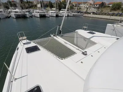 Deck of Abba, a Lagoon 42 catamaran at Grad Šibenik, Croatia