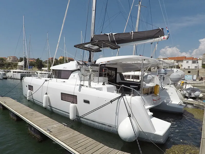 Abba, a Lagoon 42 catamaran at Grad Šibenik, Croatia