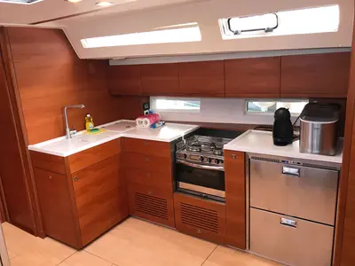 Galley of Lia of Sweden, a More 55 sailboat at Grad Kaštela, Croatia