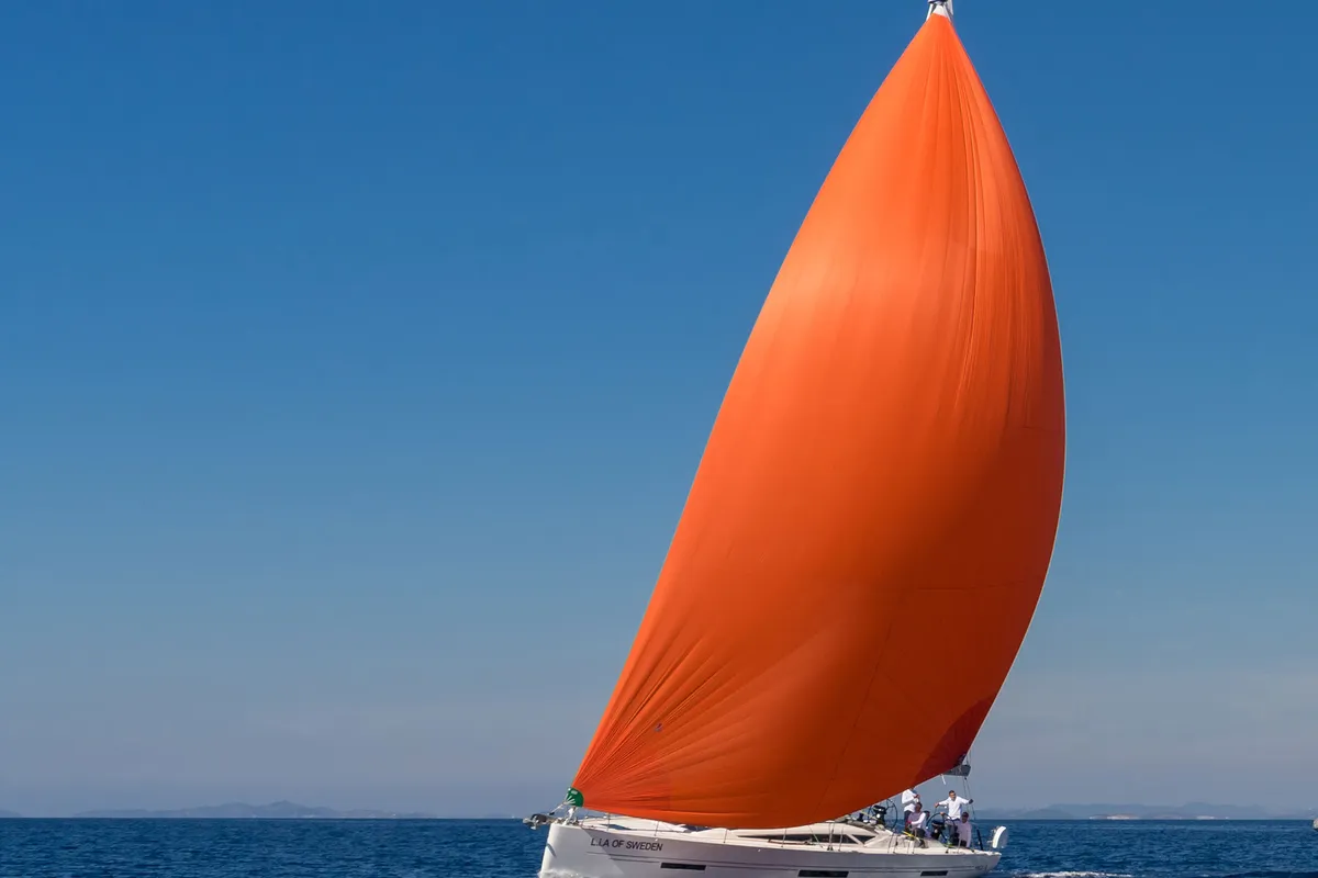Exterior view of Lia of Sweden, a More 55 sailboat at Grad Kaštela, Croatia