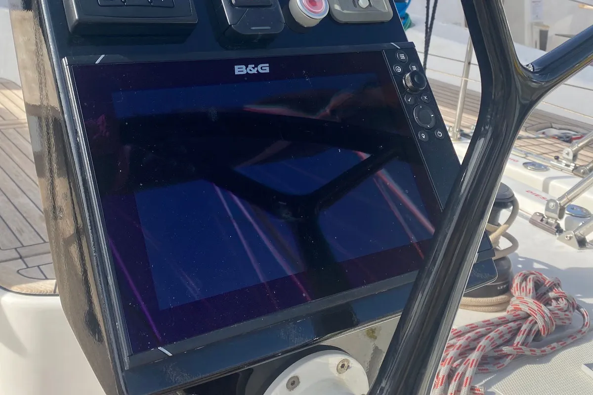 Cockpit of Lia of Sweden, a More 55 sailboat at Grad Kaštela, Croatia