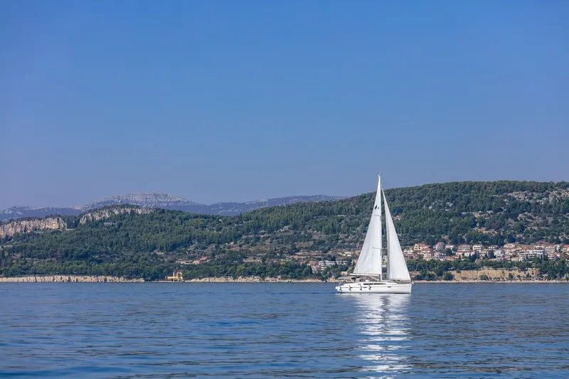 Exterior view of Solarić, a Bavaria Cruiser 46 sailboat at Split, Croatia