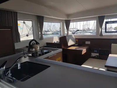 Galley of Georgios, a Lagoon 40 catamaran at Athens, Greece