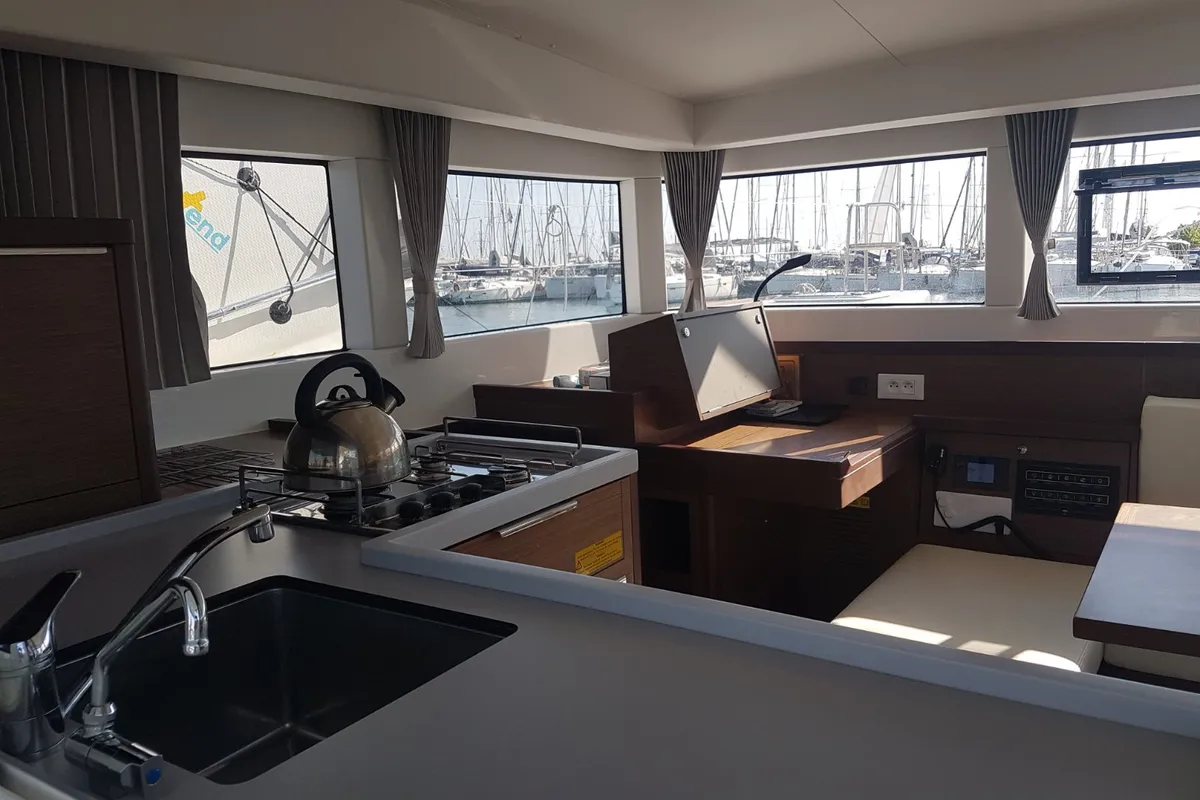 Galley of Georgios, a Lagoon 40 catamaran at Athens, Greece