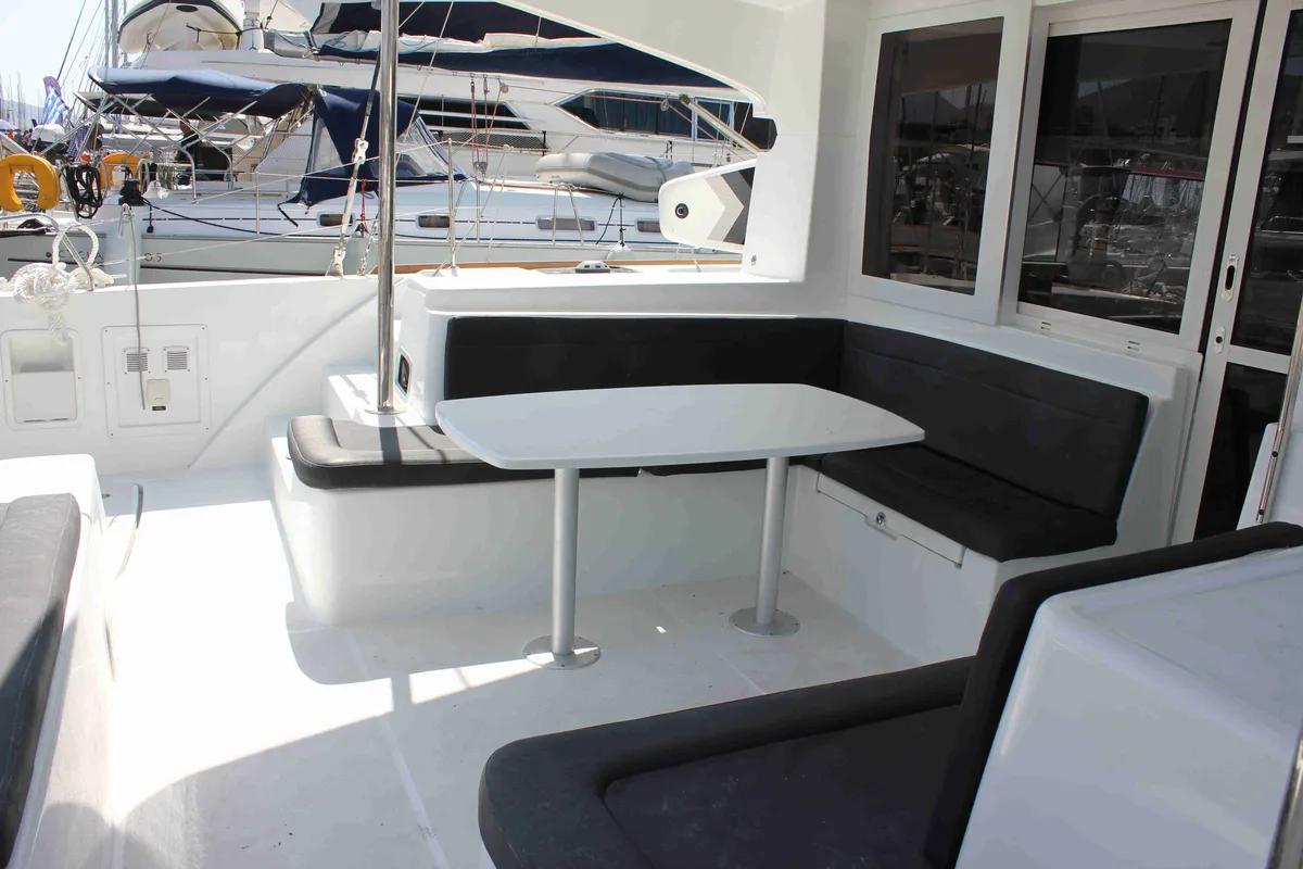 Deck of Georgios, a Lagoon 40 catamaran at Athens, Greece