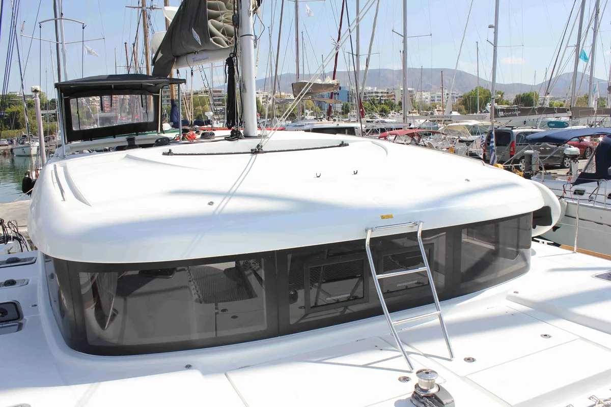 Deck of Georgios, a Lagoon 40 catamaran at Athens, Greece