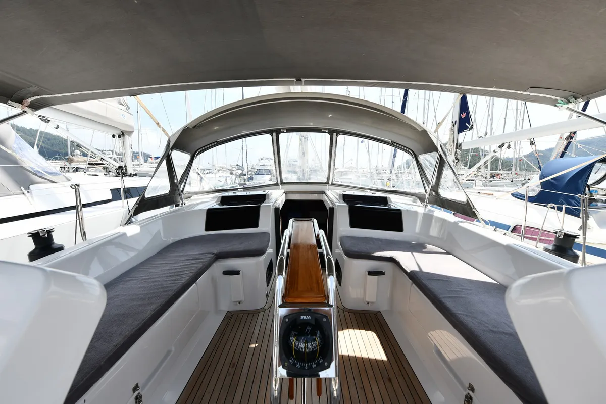 Sarisu, a Hanse 458 sailboat at Fethiye, Turkey