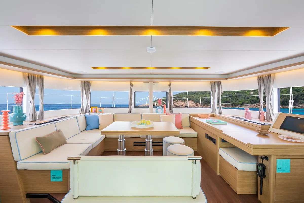 Salon of Ocean Pearl, a Lagoon 51 catamaran at Split, Croatia