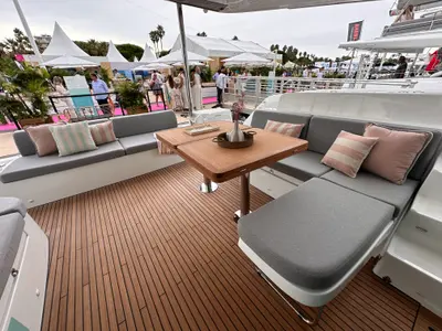 Deck of Ocean Pearl, a Lagoon 51 catamaran at Split, Croatia