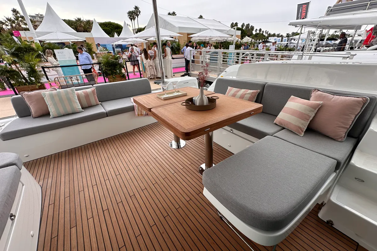 Deck of Ocean Pearl, a Lagoon 51 catamaran at Split, Croatia