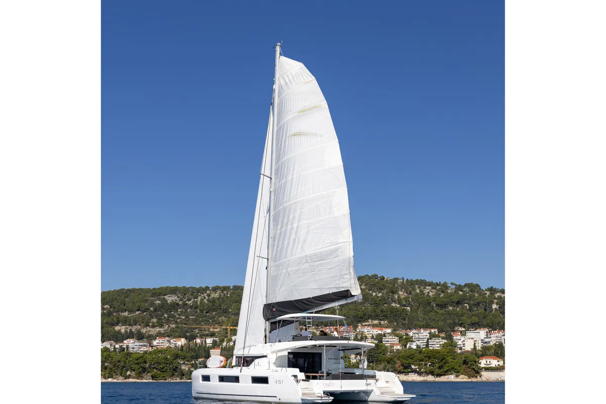 Exterior view of Ocean Pearl, a Lagoon 51 catamaran at Split, Croatia