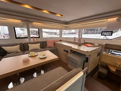 Salon of Ocean Pearl, a Lagoon 51 catamaran at Split, Croatia