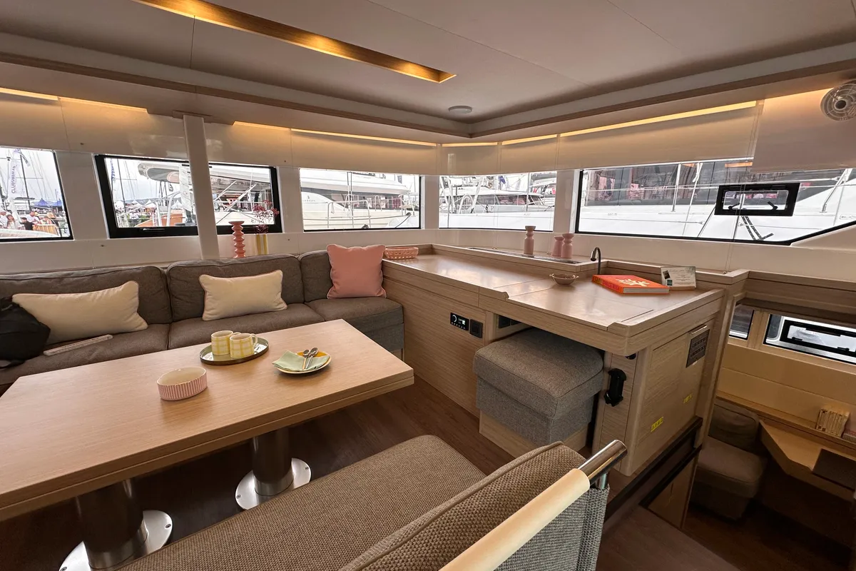 Salon of Ocean Pearl, a Lagoon 51 catamaran at Split, Croatia