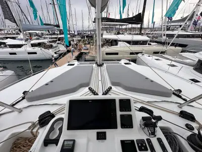Cockpit of Ocean Pearl, a Lagoon 51 catamaran at Split, Croatia
