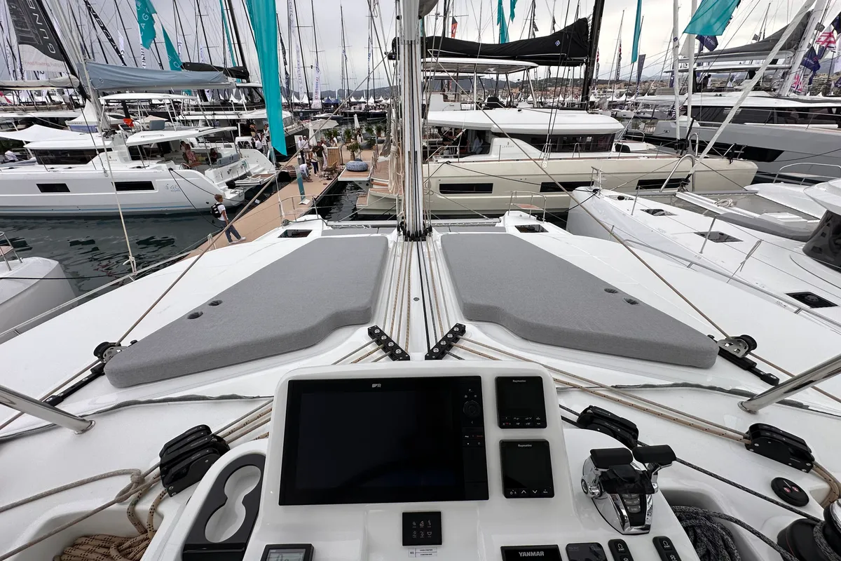 Cockpit of Ocean Pearl, a Lagoon 51 catamaran at Split, Croatia