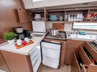 Galley of LFK-51.1, a Beneteau Oceanis 51.1 sailboat at Municipal Unit of Lefkada, Greece