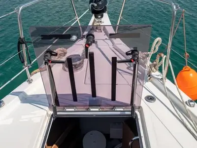 Deck of LFK-51.1, a Beneteau Oceanis 51.1 sailboat at Municipal Unit of Lefkada, Greece