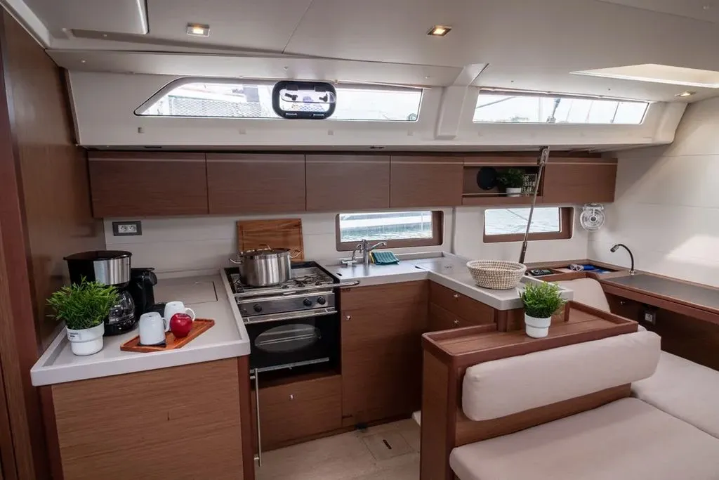 Galley of LFK-51.1, a Beneteau Oceanis 51.1 sailboat at Municipal Unit of Lefkada, Greece