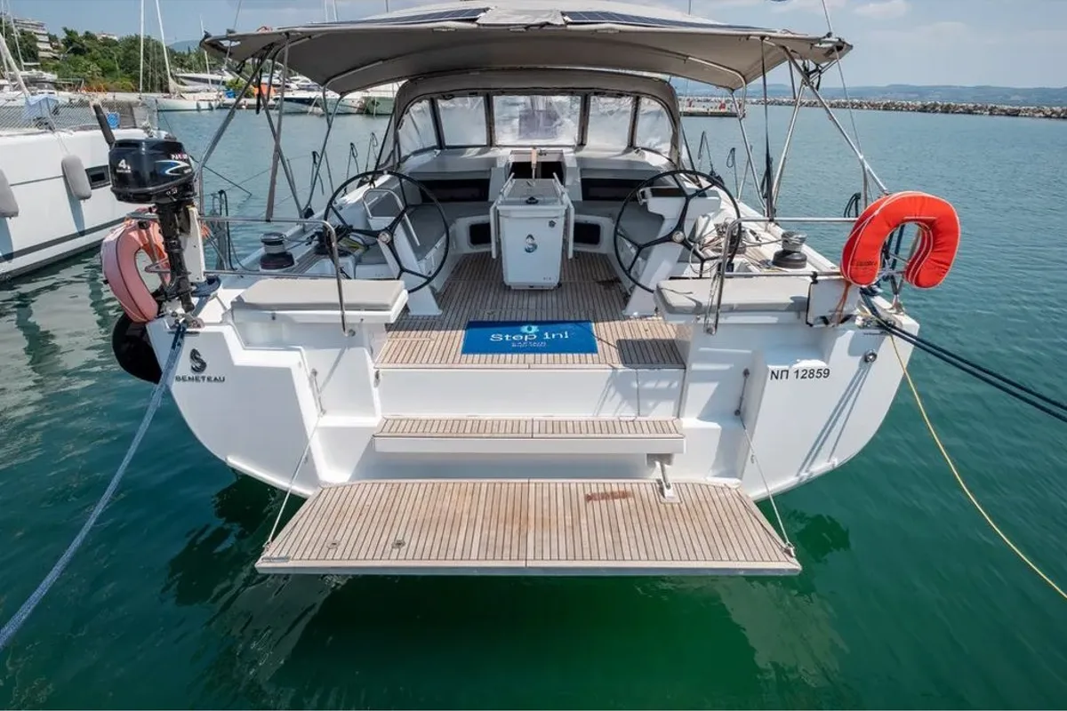 Exterior view of LFK-51.1, a Beneteau Oceanis 51.1 sailboat at Municipal Unit of Lefkada, Greece