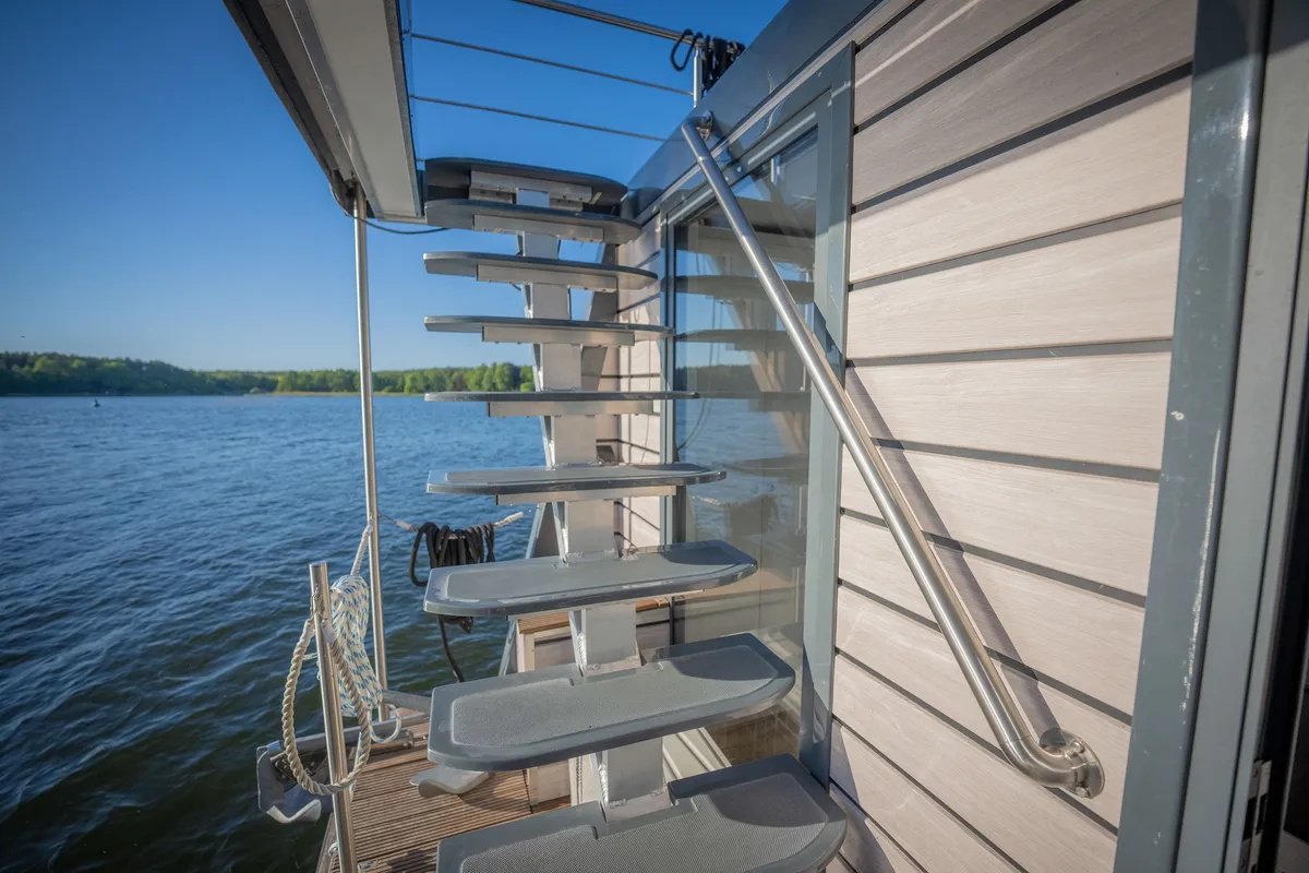 Deck of Roma, a Woma D13 motorboat at Fürstenberg/Havel, Germany
