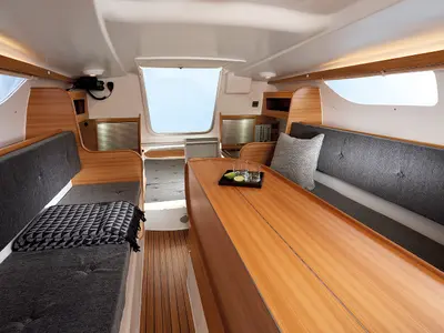 Salon of Kalmos, a Quorning Yachts Dragonfly 28 sailboat at Toulon, France